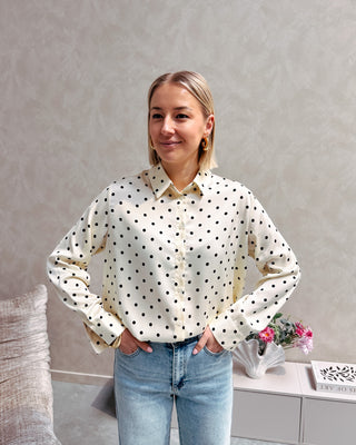 CLAIRE CREAM POLKA DOT BLOUSE - By Lenz