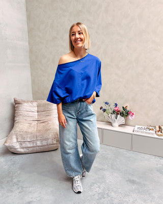 NOÉMIE OFF SHOULDER TEE - COBALT BLUE - By Lenz