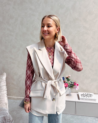 MARION CHECK MESH TOP - ROSE - By Lenz