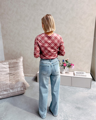 MARION CHECK MESH TOP - ROSE - By Lenz