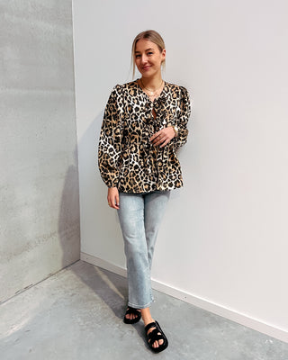 BABS BOW BLOUSE - LEOPARD - By Lenz