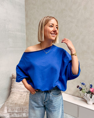 NOÉMIE OFF SHOULDER TEE - COBALT BLUE - By Lenz