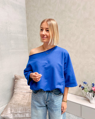 NOÉMIE OFF SHOULDER TEE - COBALT BLUE - By Lenz