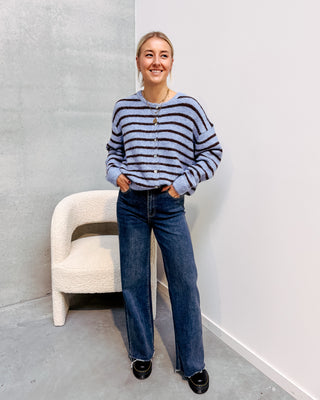 MIREILLE CARDIGAN - BLUE/BROWN - By Lenz