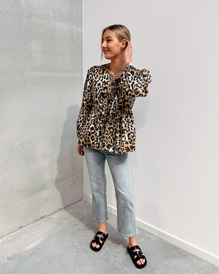 BABS BOW BLOUSE - LEOPARD - By Lenz