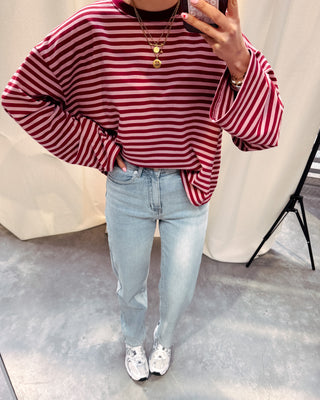 TOOS STRIPED LONGSLEEVE - ROSE/BURGUNDY - By Lenz