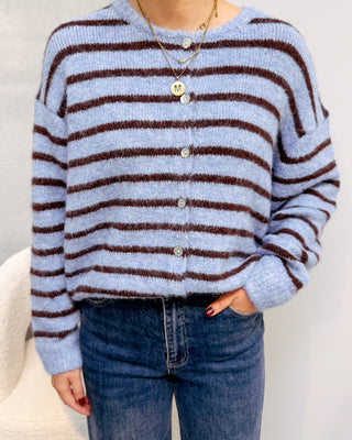 MIREILLE CARDIGAN - BLUE/BROWN - By Lenz