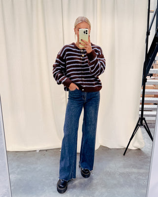 MIREILLE CARDIGAN - BROWN/BLUE - By Lenz