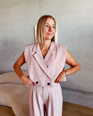 BLAIR SLEEVELESS BLAZER - ROSE
