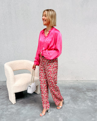 MAXINE PANTS - CORAL FLOWER PRINT - By Lenz