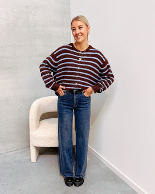 MIREILLE CARDIGAN - BROWN/BLUE - By Lenz