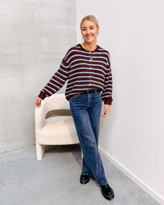 MIREILLE CARDIGAN - BROWN/BLUE - By Lenz