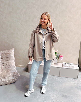 OLIVE CRUSH CHECK JACKET - By Lenz