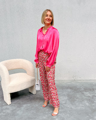 MAXINE PANTS - CORAL FLOWER PRINT - By Lenz