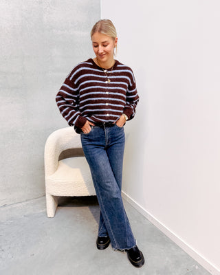 MIREILLE CARDIGAN - BROWN/BLUE - By Lenz