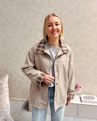 OLIVE CRUSH CHECK JACKET - By Lenz