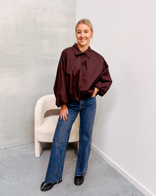 TARA STATEMENT BLOUSE - BROWN - By Lenz
