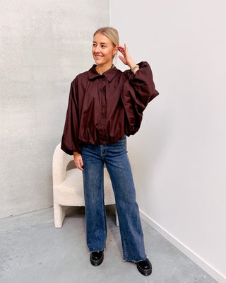 TARA STATEMENT BLOUSE - BROWN - By Lenz