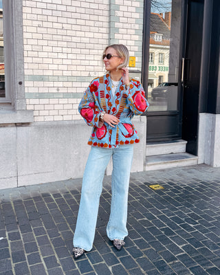 VIE JACKET - DENIM BLUE/MULTI FLOWERS - By Lenz