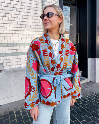 VIE JACKET - DENIM BLUE/MULTI FLOWERS - By Lenz