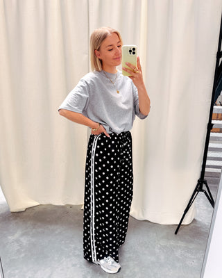 SATIN POLKA DOT PANTS - BLACK - By Lenz