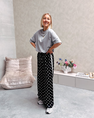 SATIN POLKA DOT PANTS - BLACK - By Lenz