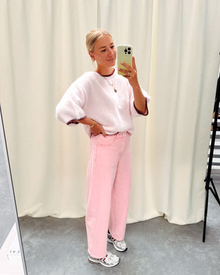 SAM SHORT SLEEVE KNIT - PINK/BURGUNDY