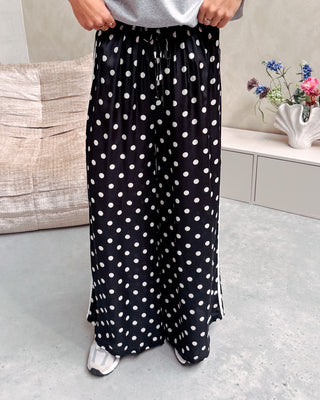 SATIN POLKA DOT PANTS - BLACK - By Lenz