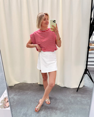 LIVIA STRIPED TOP - RED/PINK - By Lenz
