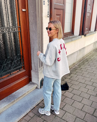 CHERIE SWEATER - GREY/BURGUNDY - By Lenz