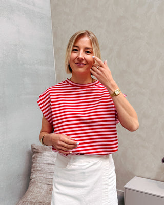 LIVIA STRIPED TOP - RED/PINK - By Lenz