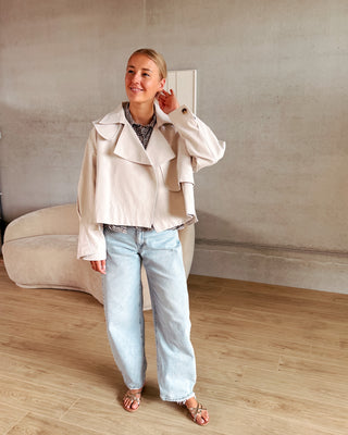 COCO CROPPED TRENCH JACKET - BEIGE