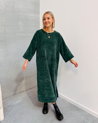 LOT VELOURS DRESS - DARK GREEN