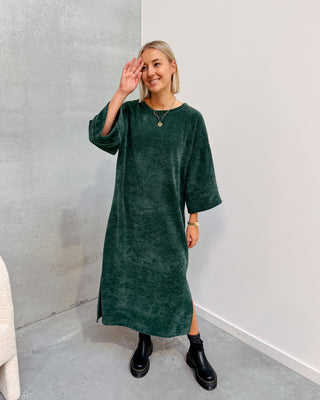 LOT VELOURS DRESS - DARK GREEN