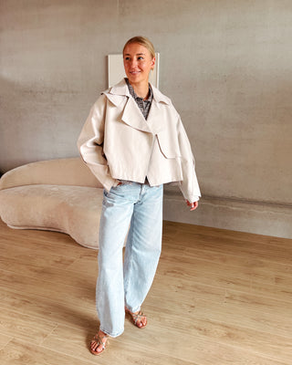 COCO CROPPED TRENCH JACKET - BEIGE