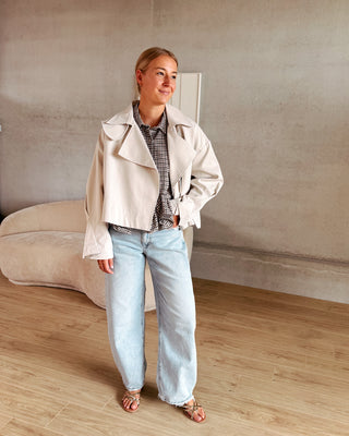 COCO CROPPED TRENCH JACKET - BEIGE