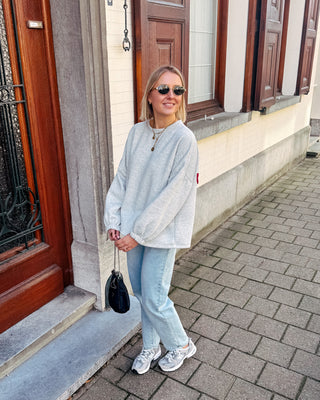 CHERIE SWEATER - GREY/BURGUNDY - By Lenz