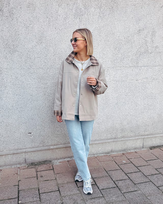 OLIVE CRUSH CHECK JACKET - By Lenz