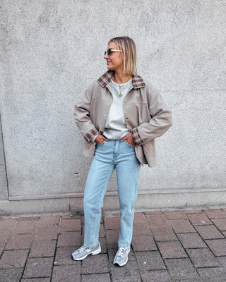 OLIVE CRUSH CHECK JACKET - By Lenz