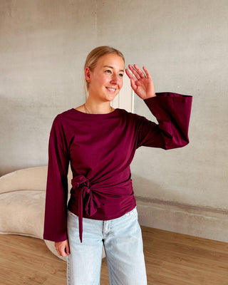 GAELLE BOW LONGSLEEVE - BURGUNDY