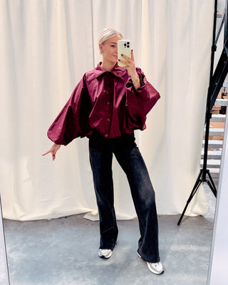 TARA STATEMENT BLOUSE - BURGUNDY - By Lenz