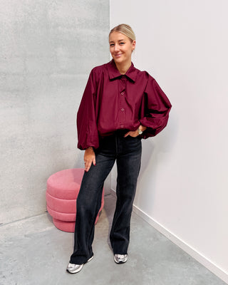 TARA STATEMENT BLOUSE - BURGUNDY - By Lenz