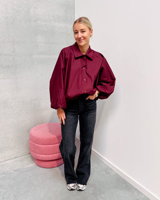 TARA STATEMENT BLOUSE - BURGUNDY - By Lenz