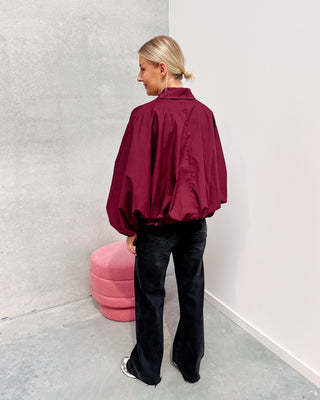 TARA STATEMENT BLOUSE - BURGUNDY - By Lenz
