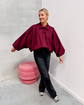 TARA STATEMENT BLOUSE - BURGUNDY - By Lenz