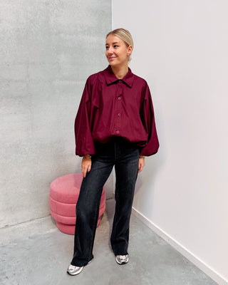 TARA STATEMENT BLOUSE - BURGUNDY - By Lenz