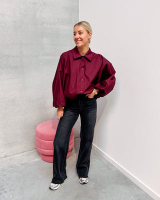 TARA STATEMENT BLOUSE - BURGUNDY - By Lenz
