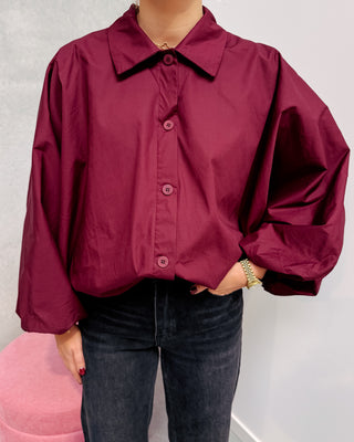 TARA STATEMENT BLOUSE - BURGUNDY - By Lenz