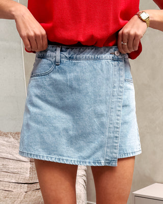 JADENE DENIM SKORT - LIGHT BLUE - By Lenz
