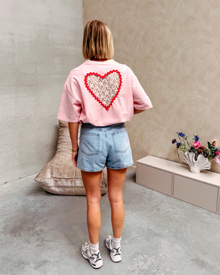 SWEETHEART LACE TEE - PINK - By Lenz